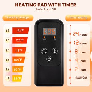 Niubya Dog & Cat Heating Pad with Removable Cover, Lake Blue, Large