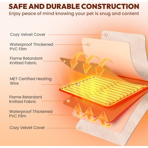 Niubya Dog & Cat Heating Pad with Removable Cover, Lake Blue, Large