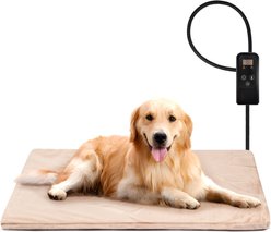 Niubya Dog & Cat Heating Pad with Removable Cover, Khaki, Large