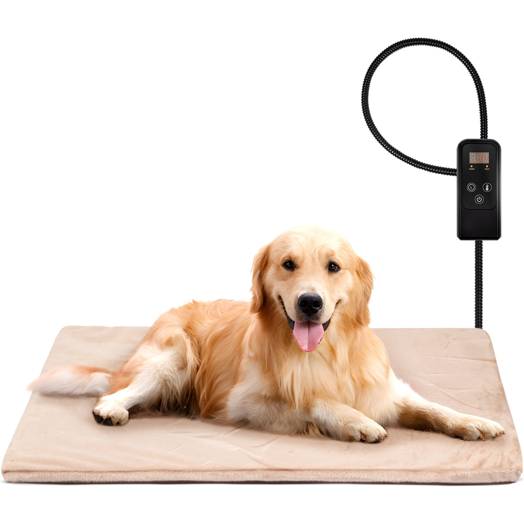 Niubya Dog & Cat Heating Pad with Removable Cover, Khaki, Large