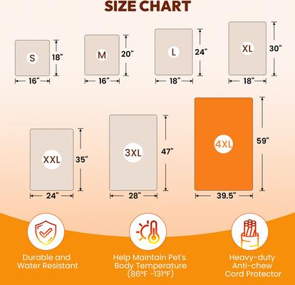 Show full view: Niubya Dog & Cat Heating Pad with Removable Cover, Navy, XX-Large slide 7 of 9