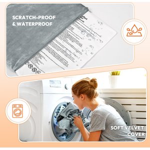 Niubya Dog & Cat Heating Pad with Removable Cover, Grey, Medium