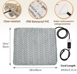 Heeyoo Dog & Cat Heating Pad with Removable Cover, Grey, Small slide 2 of 9