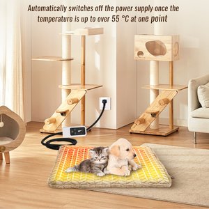 Heeyoo Dog & Cat Heating Pad with Removable Cover, Beige, Small