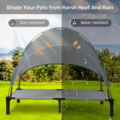 Show full view: Heeyoo Elevated Dog Bed with Canopy, Grey, Large slide 2 of 9