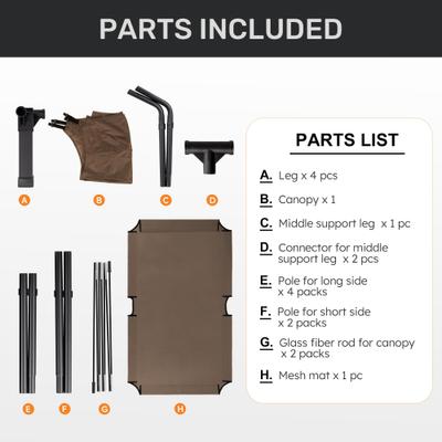 Show full view: Heeyoo Elevated Dog Bed with Canopy, Brown, Large slide 7 of 9