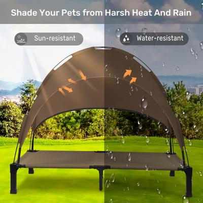 Show full view: Heeyoo Elevated Dog Bed with Canopy, Brown, Large slide 2 of 9