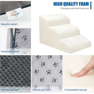 Niubya High Density Foam Dog Stairs, Grey, 3 steps