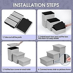 Heeyoo Foldable Dog Stairs with Storage, Light Grey, 3 steps slide 2 of 7