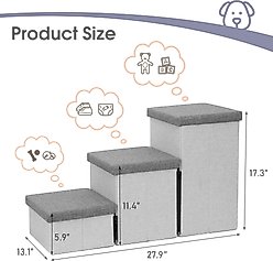 Heeyoo Foldable Dog Stairs with Storage, Grey, 3 steps slide 2 of 7
