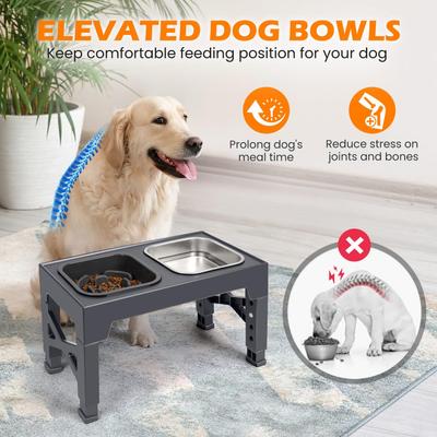 Show full view: Heeyoo Elevated Dog Bowl Set, 2 bowls, 5-cup, Grey slide 4 of 8