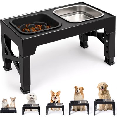 Heeyoo Heeyoo Elevated Dog Bowl Set, 2 bowls, 5-cup, Black