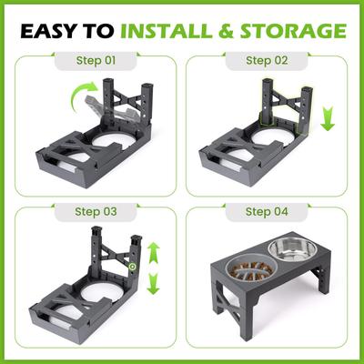 Show full view: Heeyoo Elevated Dog Bowl Set, 3 bowls, 5-cup, Grey slide 7 of 9