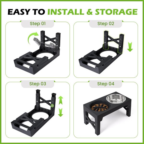 Show full view: Heeyoo Elevated Dog Bowl Set, 3 bowls, 5-cup, Black slide 7 of 9