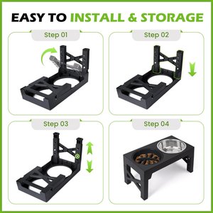 Heeyoo Elevated Dog Bowl Set, 3 bowls, 5-cup, Black