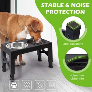 Heeyoo Elevated Dog Bowl Set, 3 bowls, 5-cup, Black