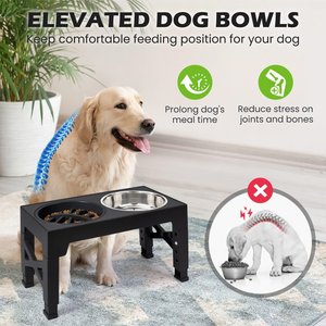 Heeyoo Elevated Dog Bowl Set, 3 bowls, 5-cup, Black