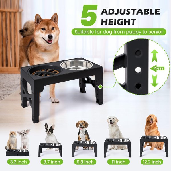 Show full view: Heeyoo Elevated Dog Bowl Set, 3 bowls, 5-cup, Black slide 2 of 9