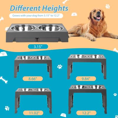 Show full view: Niubya Elevated Dog Bowl Set, 5-cup, Grey slide 3 of 8