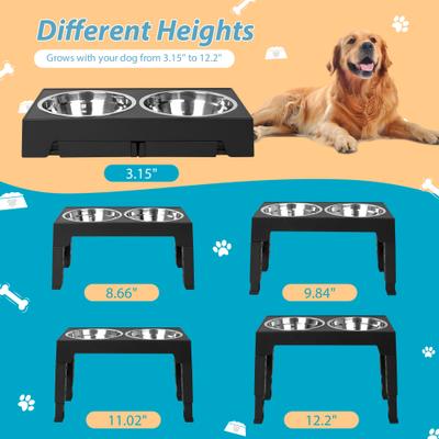 Show full view: Niubya Elevated Dog Bowl Set, 5-cup, Black slide 2 of 7