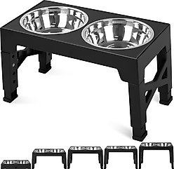 Niubya Elevated Dog Bowl Set, 5-cup, Black