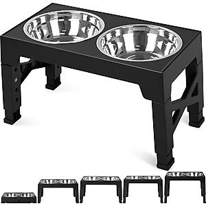Niubya Elevated Dog Bowl Set, 5-cup, Black