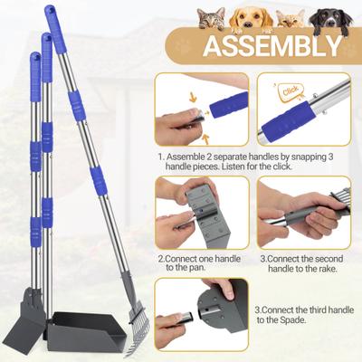 Show full view: Heeyoo Stainless Steel Spade Poop Scooper Set, Silver & Blue slide 4 of 7