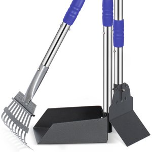 Heeyoo Stainless Steel Spade Poop Scooper Set, Silver & Blue