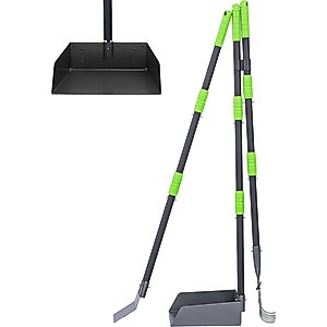 Heeyoo Stainless Steel Spade Poop Scooper Set, Black & Green