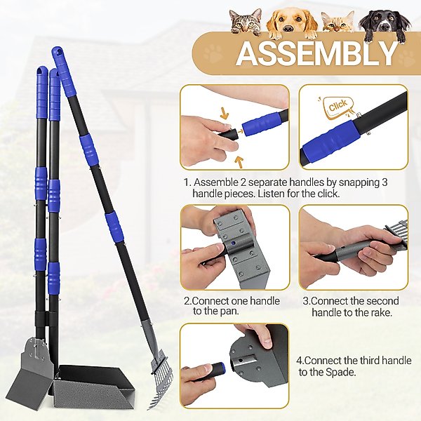 Show full view: Heeyoo Stainless Steel Spade Poop Scooper Set, Blue slide 4 of 7