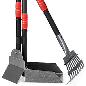 Heeyoo Stainless Steel Spade Poop Scooper Set, Red