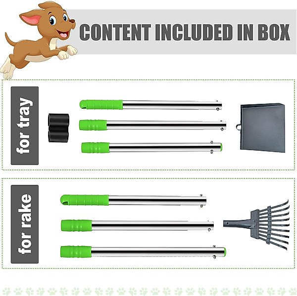 Show full view: Niubya Dog Stainless Steel Rake Pooper Scooper Set, Silver & Green slide 6 of 8