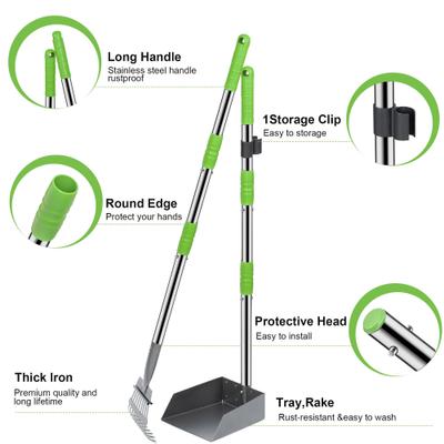 Show full view: Niubya Dog Stainless Steel Rake Pooper Scooper Set, Silver & Green slide 2 of 8