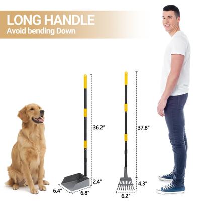 Show full view: Niubya Dog Stainless Steel Rake Pooper Scooper Set, Black & Yellow slide 3 of 9