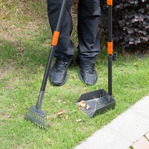 Niubya Dog Stainless Steel Rake Pooper Scooper Set, Black & Orange