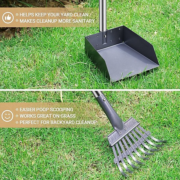 Show full view: Niubya Dog Stainless Steel Rake Pooper Scooper Set, Black & Green slide 5 of 9