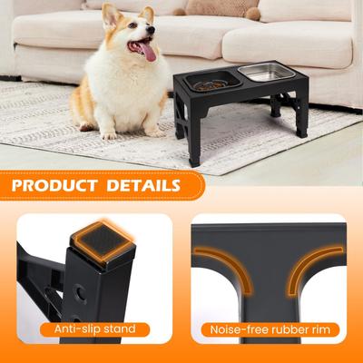 Show full view: Heeyoo Elevated Dog Bowl Set, 2 bowls, 5-cup, Black slide 6 of 8