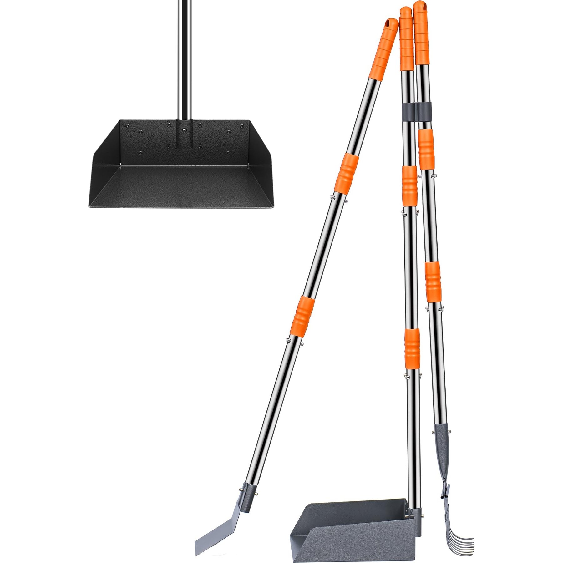 Heeyoo Stainless Steel Spade Poop Scooper Set, Silver & Orange