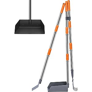 Heeyoo Stainless Steel Spade Poop Scooper Set, Silver & Orange