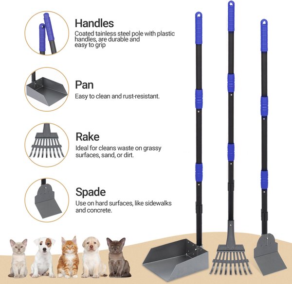 Show full view: Heeyoo Stainless Steel Spade Poop Scooper Set, Blue slide 2 of 7