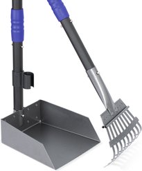 Niubya Dog Stainless Steel Rake Pooper Scooper Set, Black & Blue
