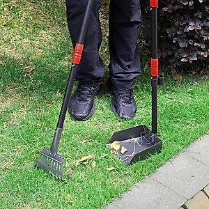 Niubya Dog Stainless Steel Rake Pooper Scooper Set, Black & Red