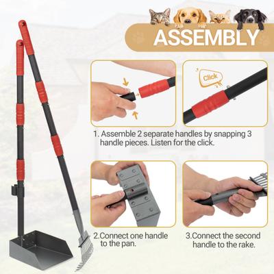 Show full view: Niubya Dog Stainless Steel Rake Pooper Scooper Set, Black & Red slide 5 of 11