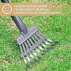Niubya Dog Stainless Steel Rake Pooper Scooper Set, Black & Red
