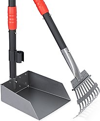 Niubya Dog Stainless Steel Rake Pooper Scooper Set, Black & Red