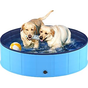 Niubya Collapsible Dog Swimming Pool, Blue, 64 x 12-in