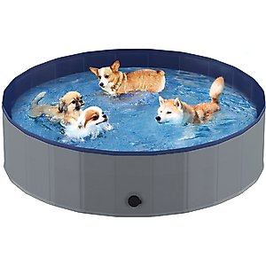 Niubya Collapsible Dog Swimming Pool, Grey, 97 x 16-in