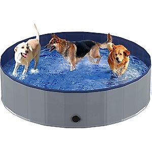 Niubya Collapsible Dog Swimming Pool, Grey, 80 x 16-in