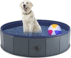 Niubya Collapsible Dog Swimming Pool, Grey, 48 x 12-in