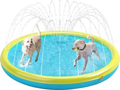 Heeyoo Splash Pad Dog Water Toy, Yellow & Blue, 60-in